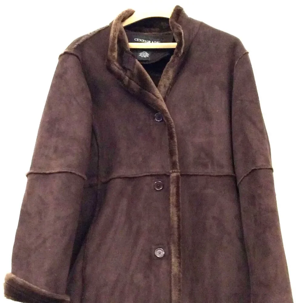 Centigrade Outerwear Brown Faux Suede Vintage Penny Lane Style Coat - Picture 6 of 9